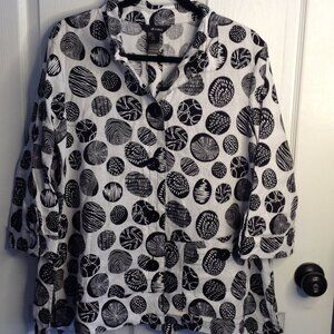 Ali Miles "L" Linen Pocketed  Duster/blazer; Quiet Lux, Avant Garde, Geometric